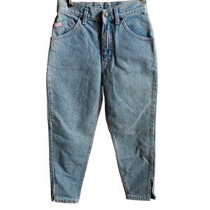 Vintage JEANS 1980's GIRLS Lee Jeans 12 REG 24x25 HIGH WAIST ZIP Ankle STONE NOS